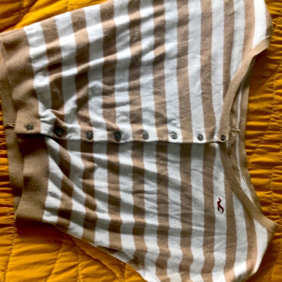 hollister brown and white striped button up top - Picture 1 of 4
